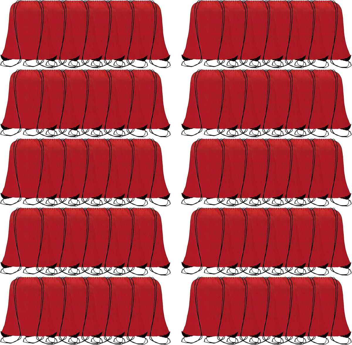 60 Pieces Red Drawstring Backpack Bags Sports Sackpack Bulk Cinch Gym Bag For Women Men Outdoor Sports Backpack
