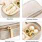 TAIMY Mini Jewelry Travel Case, Velvet Small Travel Jewelry Box, Portable Jewelry Travel Organizer Box for Rings Earrings Necklaces, Gifts for Women Girls(Beige)