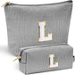 YOOLIFE Initial Makeup Bag for Women - Teen Girl Gifts Trendy Stuff Monogram Cute Makeup Bags Make Up Case for Women Her Best Friend Friendship Sister Teacher Birthday Gifts for Women Mom Black L - Roamly