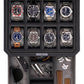ROTHWELL 8 Slot Leather Watch Box with Valet Drawer - Luxury Case Display Jewelry Organizer, Locking Display Case Holder, Real Glass Top - Watch Box Organizer for Men & Women (Black/Grey)
