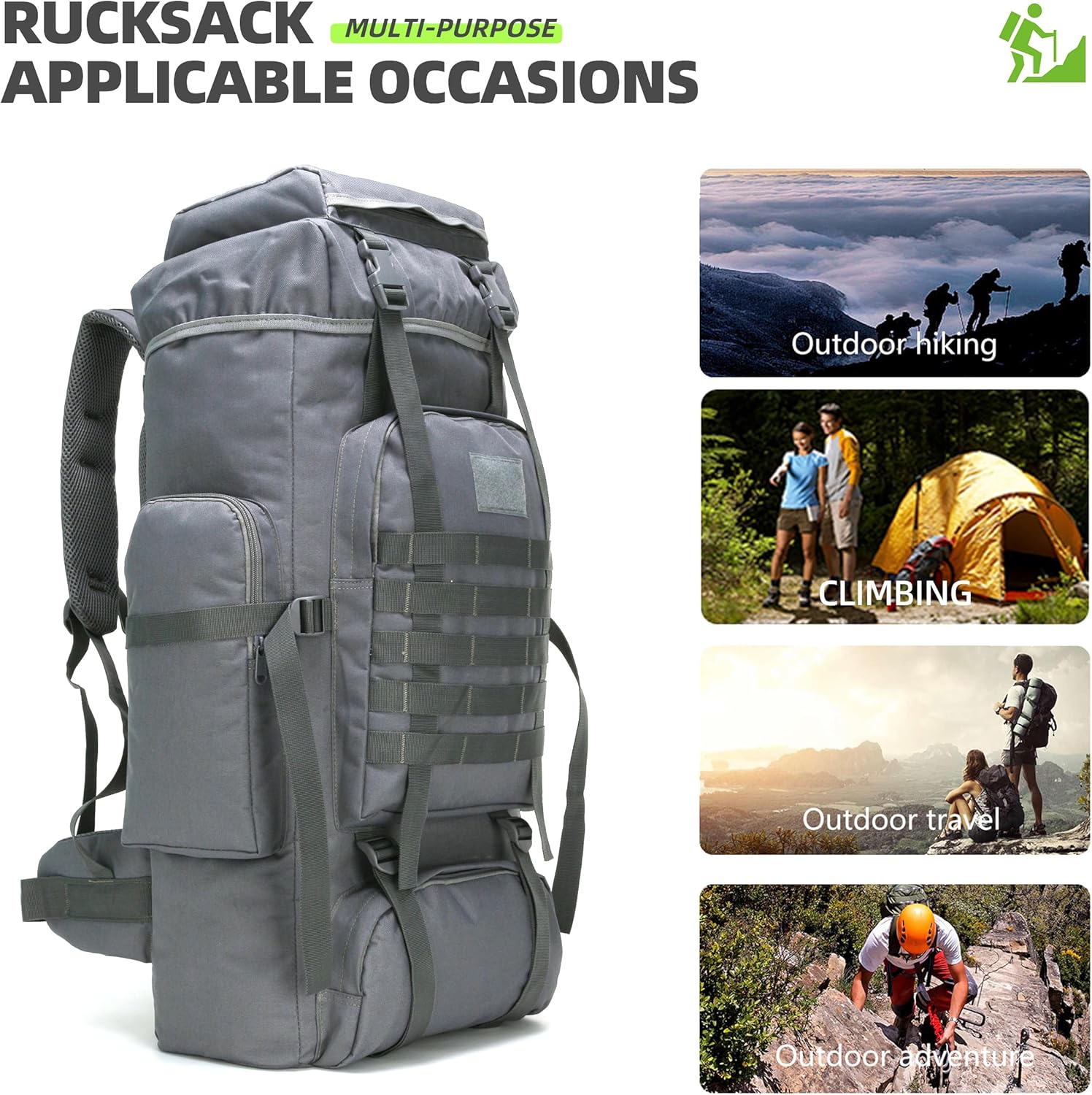 King'sGuard 70L Camping Hiking Backpack Tactical Backpack Military Molle Rucksack Backpack for Outdoor - Roamly