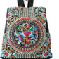 Jursccu Embroidered Women Backpack Purse, Fashion Canvas Travel Anti-theft Rucksack Shoulder Bag (Flower Embroidery)