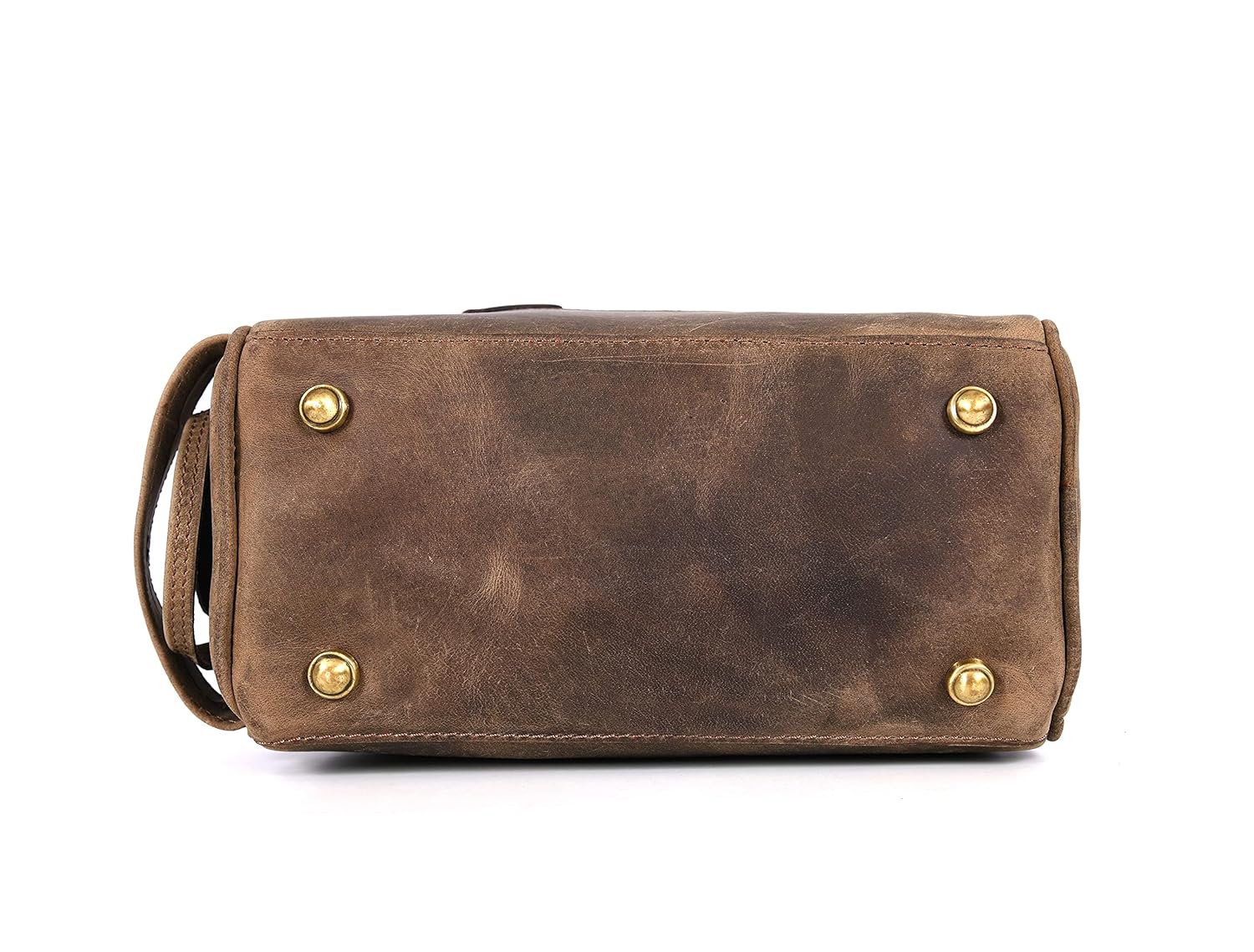 10" Premium Leather Toiletry Travel Pouch With Waterproof Lining | King-Size Handcrafted Vintage Dopp - Kit ~ Gift for Father's Day By Aaron Leather Goods (Brown) - Roamly