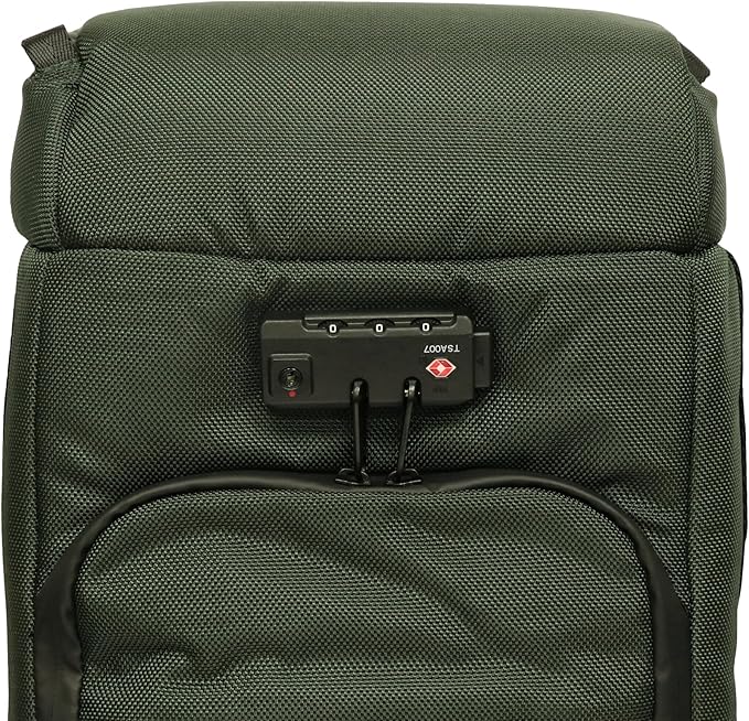 DIME BAGS Scent Sealing Backpack with Combo Lock, Carbon-Lined to Seal Odors, Removable Padded Insert, 8 Compartments, Durable Travel Bag for Glass & Gear Protection, Wiseguy (Green)