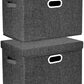 TYEERS Large Storage Bins with Lids, Collapsible, Washable, Fabric Storage Boxes for Organizing, 17.3x11.8x11.4 inches, 2 Pack, Black