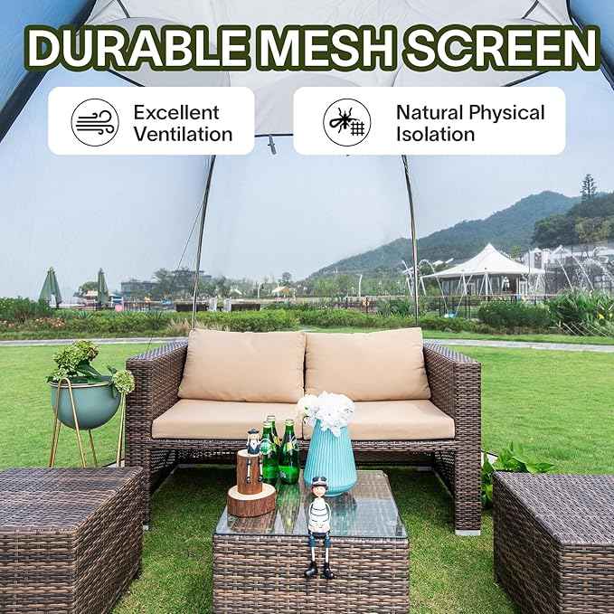 Alvantor Pop Up Screen House Gazebo with Mosquito Netting, Instant UV Resistant Sun Shelter for Patio & Backyard, Portable Canopy Tent for 2-10 Person