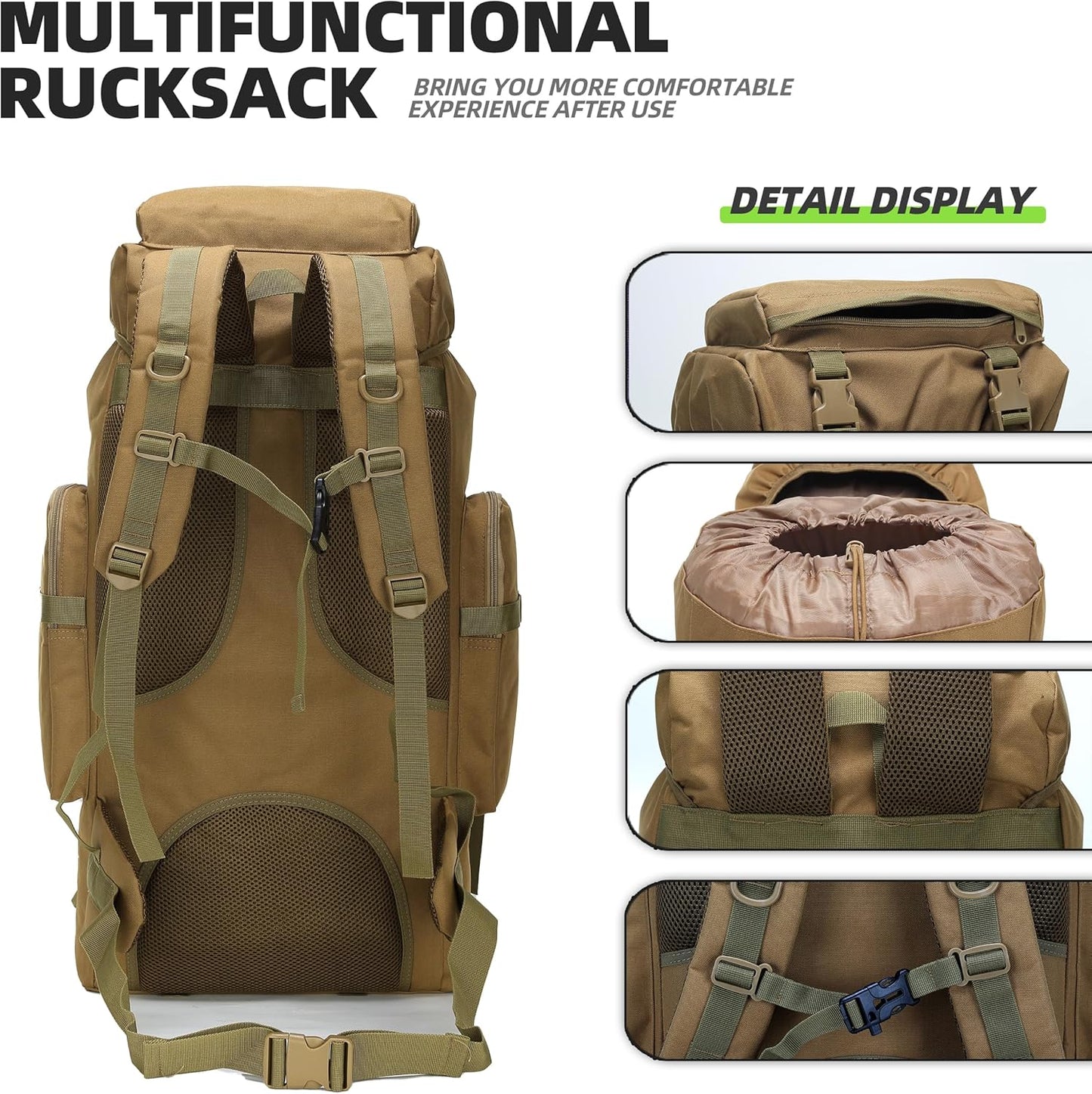King'sGuard 70L Camping Hiking Backpack Tactical Backpack Military Molle Rucksack Backpack for Outdoor - Roamly
