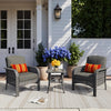 HOOOWOOO Patio Furniture Set,3 Pieces Outdoor Conversation Set,All Weather Wicker Bistro Set Yard Porch High Back Chairs Side Table,Black