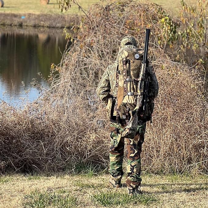 Hunting Pack for Men – Expandable Frame Backpack 40L, Water Resistant, with Meat Hauler, Rifle Holder & Shotgun Rest