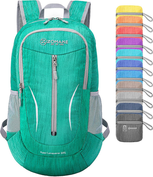 ZOMAKE 25L Ultra Lightweight Packable Backpack, Foldable Hiking Backpacks Water Resistant Small Folding Daypack for Travel(Dark Green)