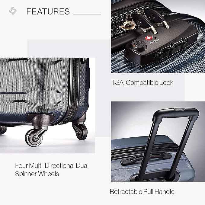 Samsonite Omni PC Hardside Expandable Luggage with Spinner Wheels, Teal, Checked-Medium 24-Inch