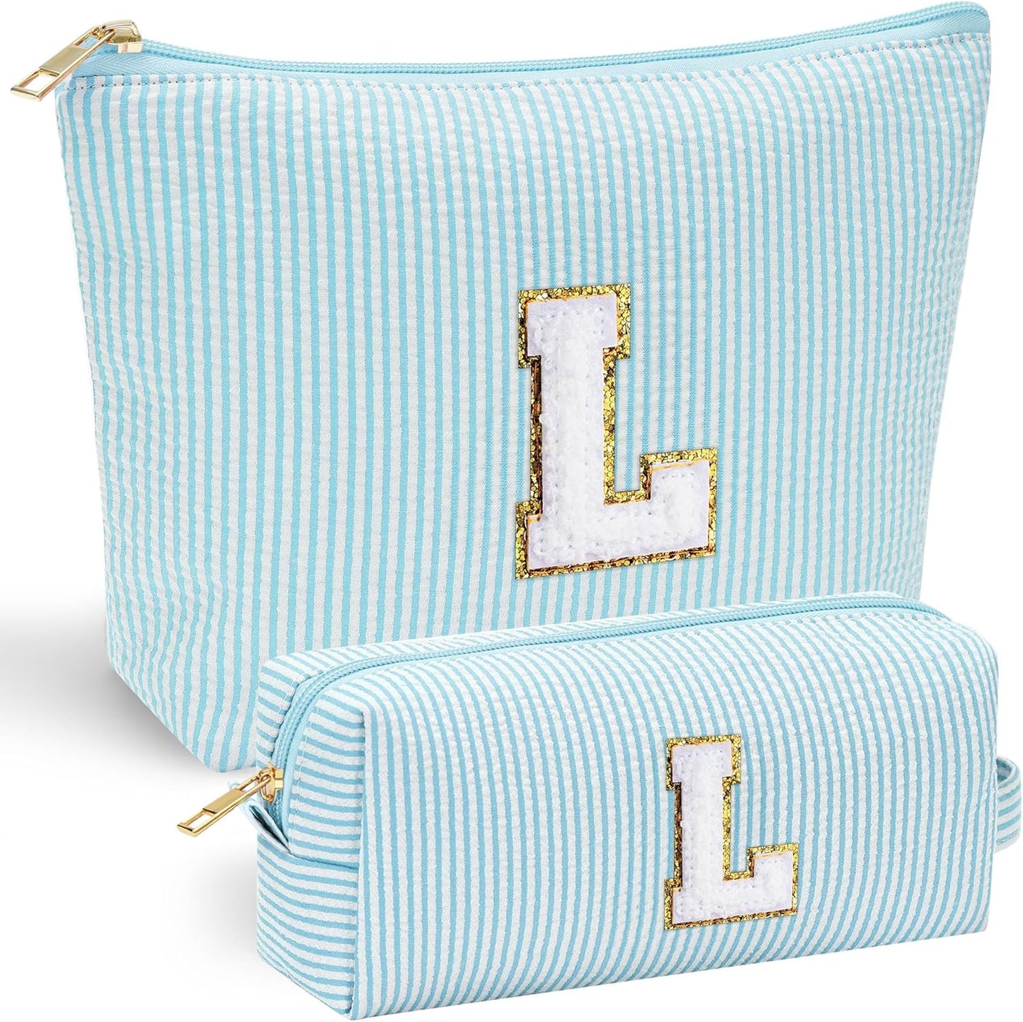 YOOLIFE Cute Makeup Bag for Women Girls - Personalized Teenager Girl Gift Ideas | Initial Make Up Bag | Gifts for Women Friends | Skin Care Bag | Mothers Day Gifts | Tween Girls Trendy Stuff L - Roamly