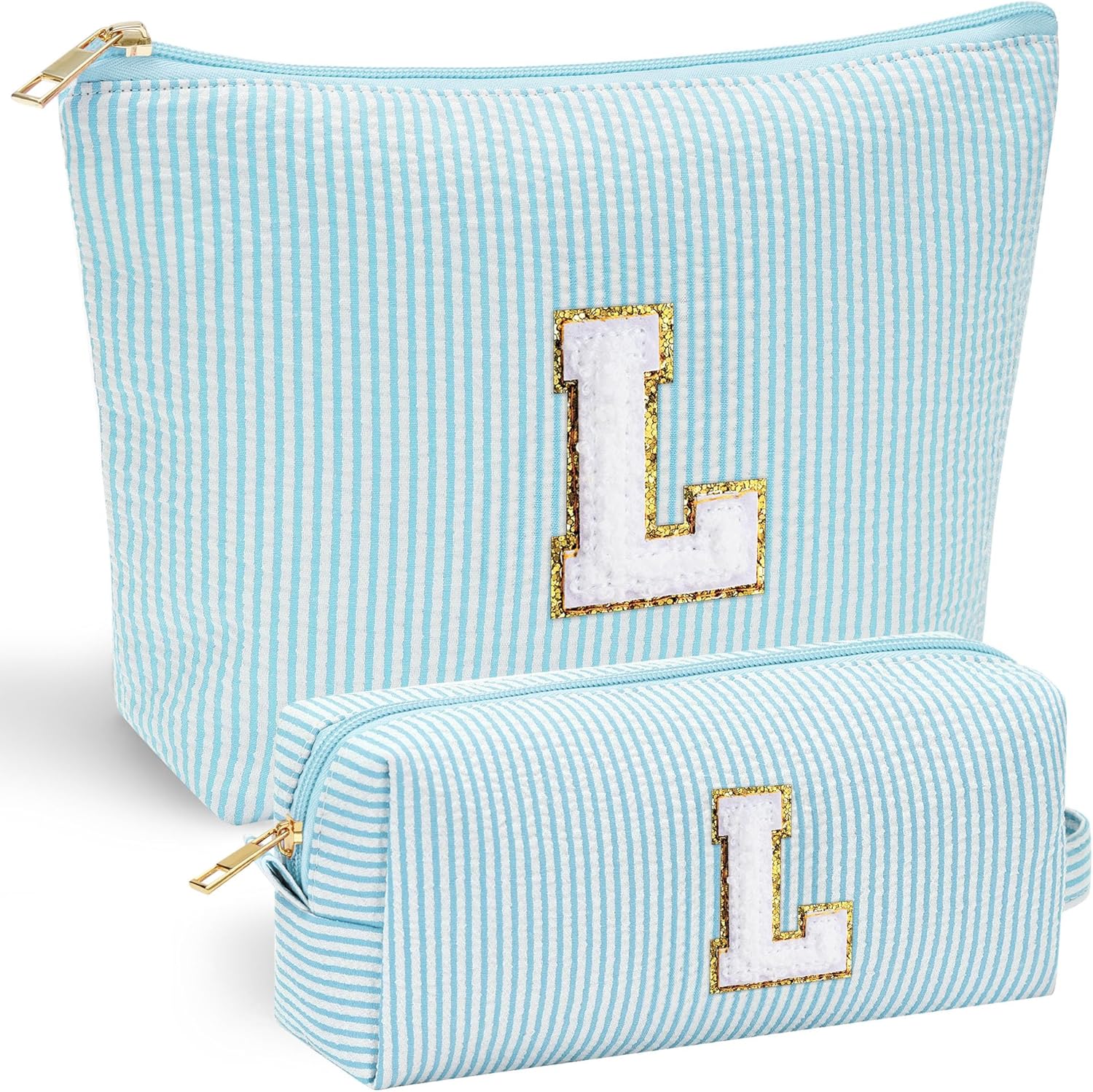 YOOLIFE Cute Makeup Bag for Women Girls - Personalized Teenager Girl Gift Ideas | Initial Make Up Bag | Gifts for Women Friends | Skin Care Bag | Mothers Day Gifts | Tween Girls Trendy Stuff L - Roamly