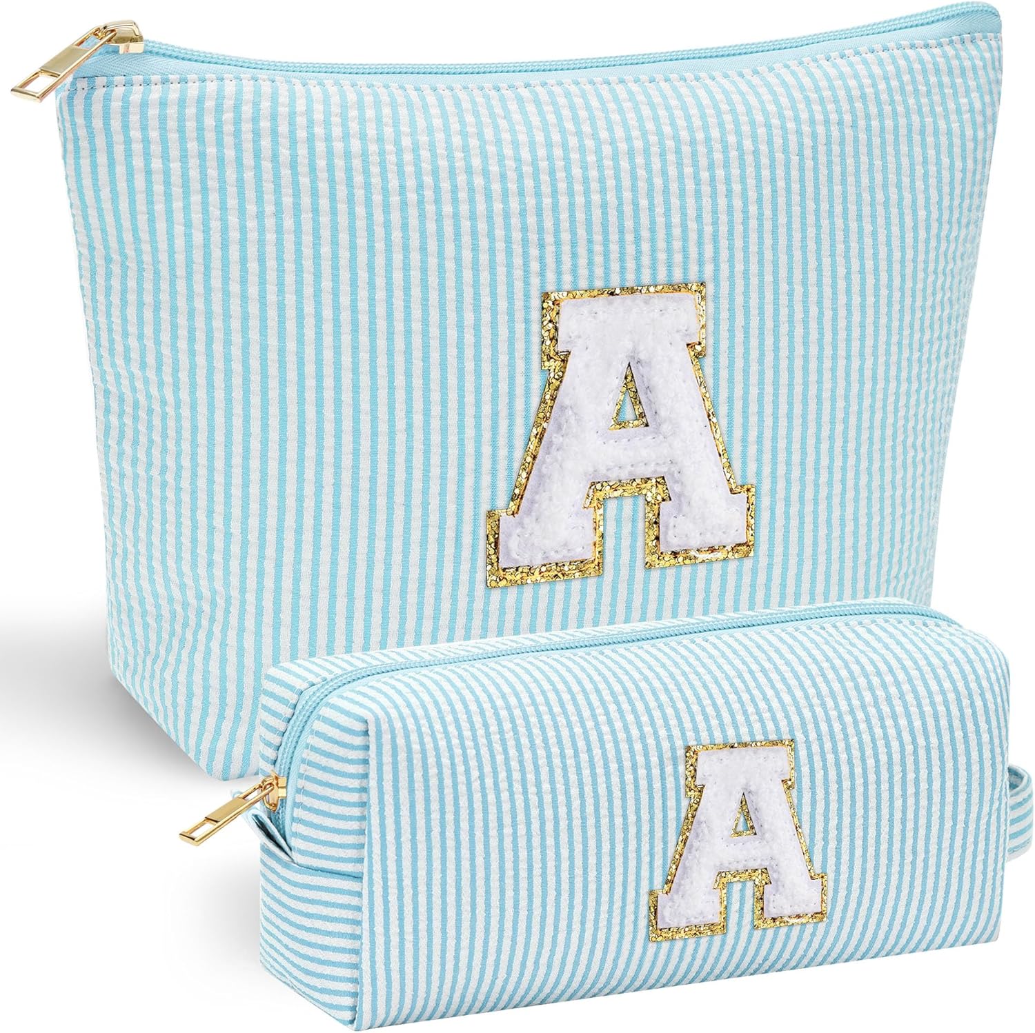 YOOLIFE Cute Makeup Bag for Girls Women - Cosmetic Bags for Teen Girl | Personalized Gifts for Women Her | Bridal Shower Gifts | Birthday Gifts for 3 4 5 6 7 8 9 10 11 12 13 Year Old Girls Initial A - Roamly