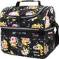 OPUX Lunch Box For Women, Insulated Large Lunch Bag Adult Work, Double Decker Lunchbox Meal Prep, Dual Compartment Leakproof Lunch Cooler, Soft Lunch Pail Tote for Girls Kids School, Floral Black 12L