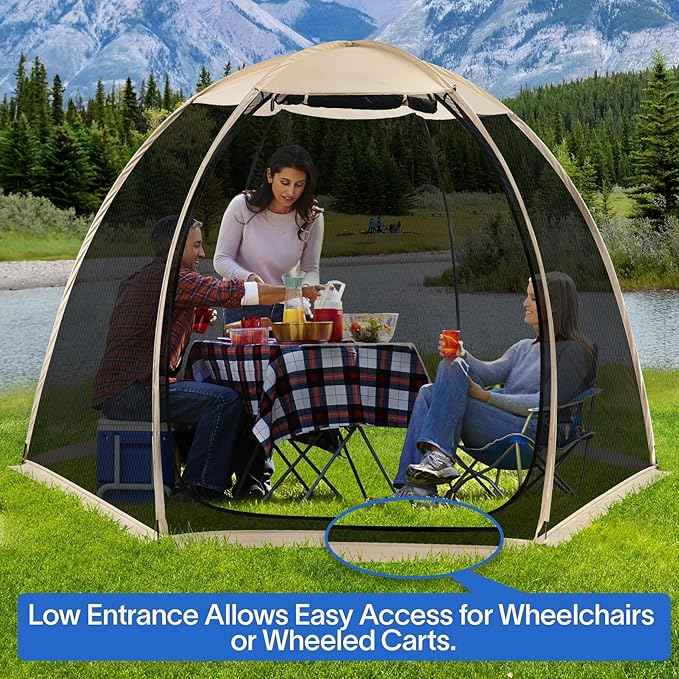 Alvantor Pop Up Screen House Gazebo with Mosquito Netting, Instant UV Resistant Sun Shelter for Patio & Backyard, Portable Canopy Tent for 2-10 Person