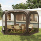 East Oak Screen House Tent Pop-Up, Portable Screen Room Canopy Instant Screen Tent 12 x 12 FT with Carry Bag for Patio, Backyard, Deck & Outdoor Activities, Brown