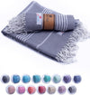 Turkish Beach Towel - 40x71 Inch Oversized Sand Resistant Prewashed Cotton Towel - Quick Drying, Compact, Lightweight for Beach, Bath, Pool, Gym, Yoga