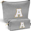 YOOLIFE Initial Makeup Bag - Personalized Monogrammed Travel Toiletry Bag, Perfect for Teens, Weddings, and Preppy Styles - Black - Roamly