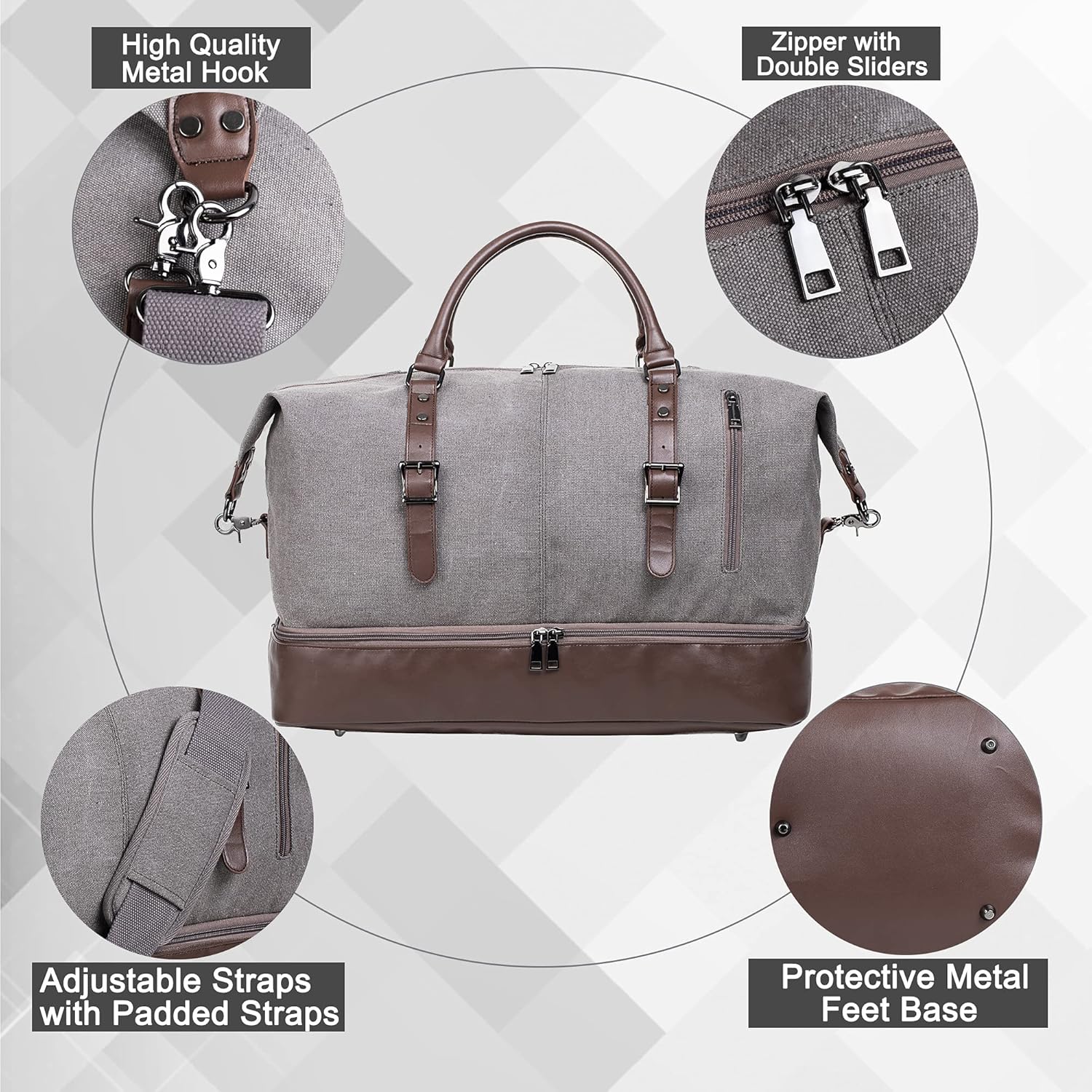 Weekender Overnight Bag Carry On Bag Travel Bag with Shoe Pouch - Roamly