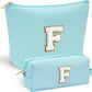 YOOLIFE Birthday Gifts for Women Girls - Large Initial Cute Makeup Bag Make Up Bag Cosmetic Bag Travel Toiletry Bag for Women Birthday Gifts for Women Girlfriend Makeup Storage Bag F - Roamly