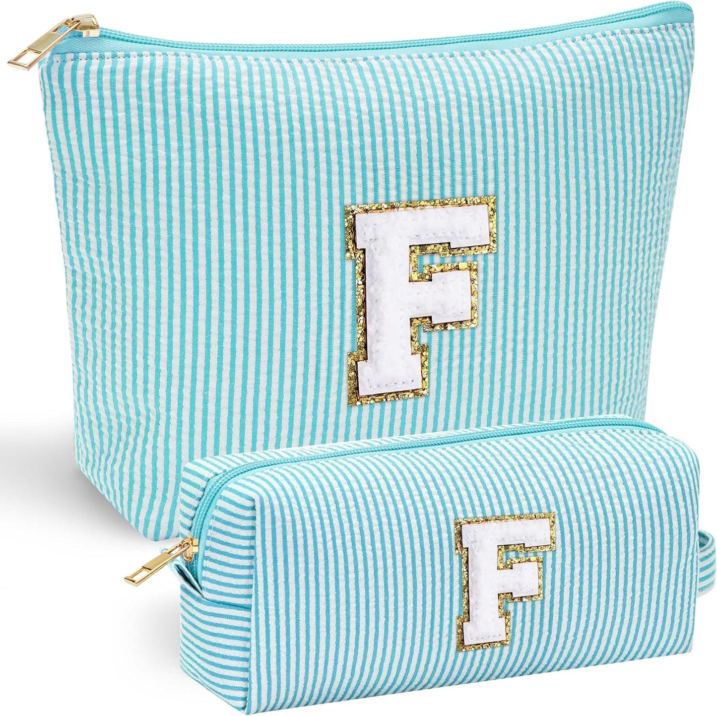 YOOLIFE Birthday Gifts for Women Girls - Large Initial Cute Makeup Bag Make Up Bag Cosmetic Bag Travel Toiletry Bag for Women Birthday Gifts for Women Girlfriend Makeup Storage Bag F - Roamly