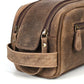 10" Premium Leather Toiletry Travel Pouch With Waterproof Lining | King-Size Handcrafted Vintage Dopp - Kit ~ Gift for Father's Day By Aaron Leather Goods (Brown) - Roamly