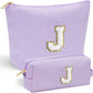 YOOLIFE Preppy Stuff for Teen Girls, Gifts for Teen Girls Birthday Gifts Idea for Mom Her | Personalized Cute Makeup Bag for Girlfriend | 21st Birthday Gifts for Her Makeup Pouch Monogram Makeup Bag J - Roamly