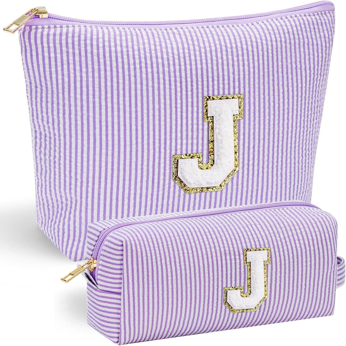 YOOLIFE Preppy Stuff for Teen Girls, Gifts for Teen Girls Birthday Gifts Idea for Mom Her | Personalized Cute Makeup Bag for Girlfriend | 21st Birthday Gifts for Her Makeup Pouch Monogram Makeup Bag J - Roamly