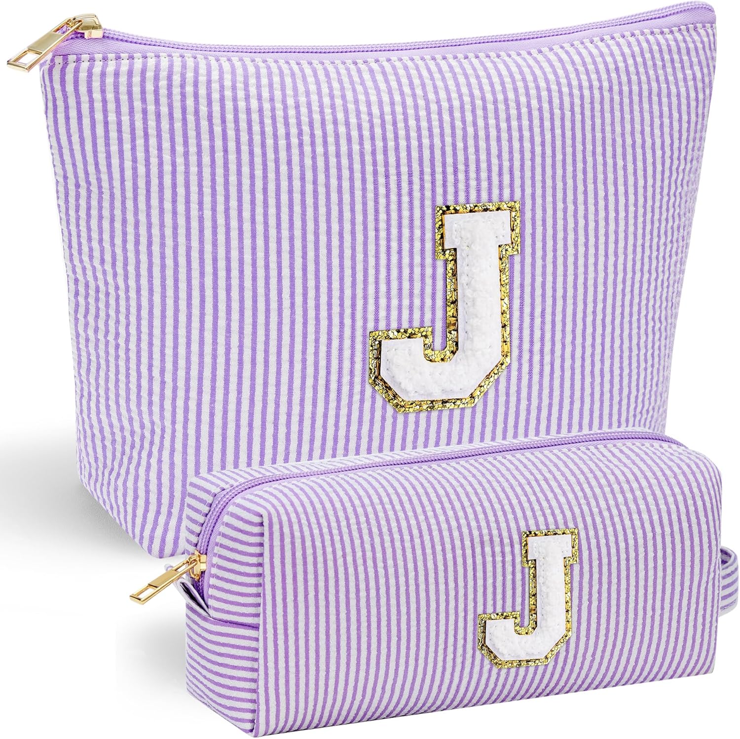 YOOLIFE Preppy Stuff for Teen Girls, Gifts for Teen Girls Birthday Gifts Idea for Mom Her | Personalized Cute Makeup Bag for Girlfriend | 21st Birthday Gifts for Her Makeup Pouch Monogram Makeup Bag J - Roamly
