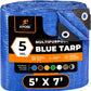Better Blue Poly Tarp - 5' X 7' - Multipurpose Protective Cover, Lightweight, Durable, Waterproof, Weather Proof - 5 Mil Thick Polyethylene - by Xpose Safety
