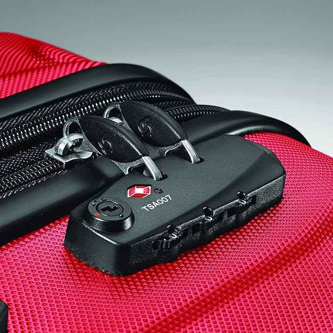 Samsonite Omni PC Hardside Expandable Luggage with Spinner Wheels, Checked-Medium 24-Inch, Red