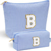 YOOLIFE Teen Girl Gifts Trendy Stuff - Monogram Personalized Makeup Bag | Cosmetic Bag | Travel Toiletry Bag | Gifts for Girls Women Her Mom Bridesmaid Bride Wife Friend Sister Teacher Blue Initial B - Roamly