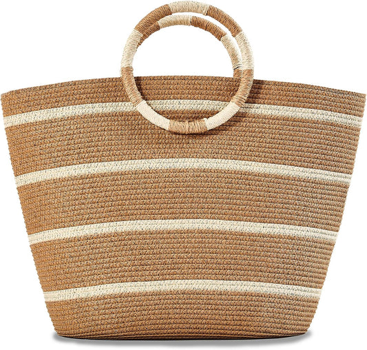 Beach Bags for Women Straw Tote Bag Summer Beach Bag Large Woven Straw Tote for Vacation Holiday