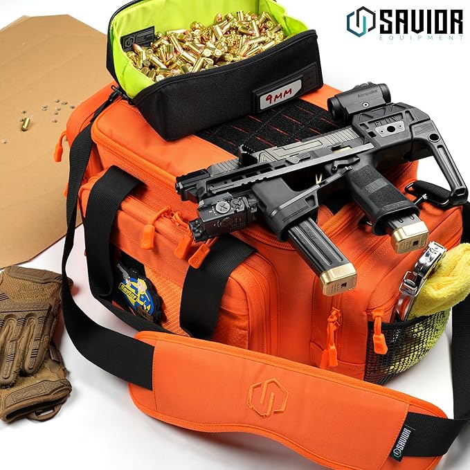 Savior Equipment Specialist Series Tactical Triple Pistol Shooting Range Hunting Duffle Bag Gun Carrying Case, Rigid Compartment Frame, Lockable Zippers