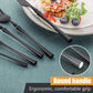 20-Piece Matte Black Silverware Set for 4,Modern 18/10 Stainless Steel Flatware Set,Unique Rustic Cutlery Utensils Set,Spoon and Fork Set for Home, Restaurant,Mirror Polished,Dishwasher Safe