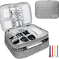 Electronics Travel Organizer,Large Double Layer Portable Waterproof Travel Organizer Bag for Charging Cable Storage,Ipad,Power Bank,Hard Drive etc,for Travel,Business,5pcs Cable Ties-Grey