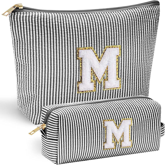 YOOLIFE Mothers Day Gifts - Graduate Gifts for Her Personalized Best Friend Birthday Gifts for Women Her Sister Gifts from Sister Monogram Makeup Bag Cosmetic Bag Toiletry Pouch Make Up Case Black M - Roamly