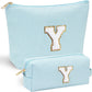 YOOLIFE Travel Makeup Bag - Cute Makeup Pouch Set with Monogram & Brush Bag for Women's Gifts - Roamly