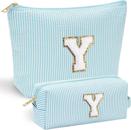 YOOLIFE Travel Makeup Bag - Cute Makeup Pouch Set with Monogram & Brush Bag for Women's Gifts - Roamly