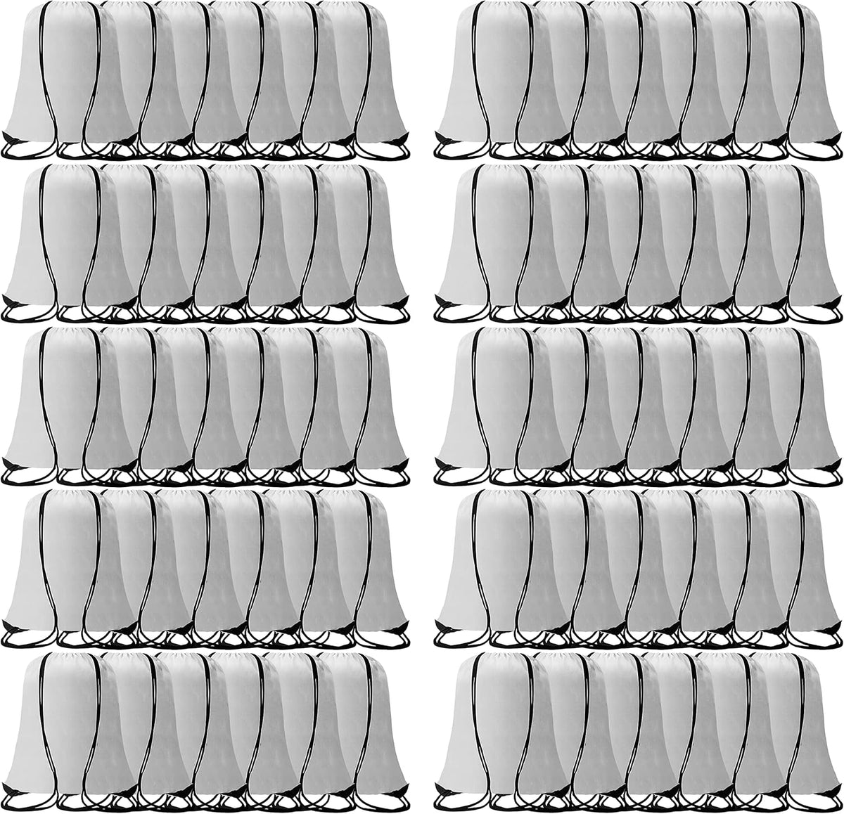 60 Pieces Drawstring Backpack Bags Sports Sackpack Bulk Cinch Gym Bag For Women Men Outdoor Sports Backpack（White）