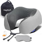 napfun Neck Pillow for Traveling, Upgraded Travel Neck Pillow for Airplane 100% Pure Memory Foam Travel Pillow for Flight Headrest Sleep, Portable Plane Accessories, Striped Light Grey Set