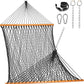 Lazy Daze Hammocks Double Rope Hammock, 2 Person Traditional Outdoor Hand Woven Cotton Rope Hammock with Spreader Bar, Carabiners, Tree Straps, Chains for Patio Yard - Max 450 Lbs, Dark Grey