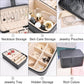 2 Layer Portable Jewelry Box, Large Jewelry Travel Case with 4 Jewelry Pouches, Medium Size Jewelry Organizer Box for Earrings, Necklaces, Bracelets (black)