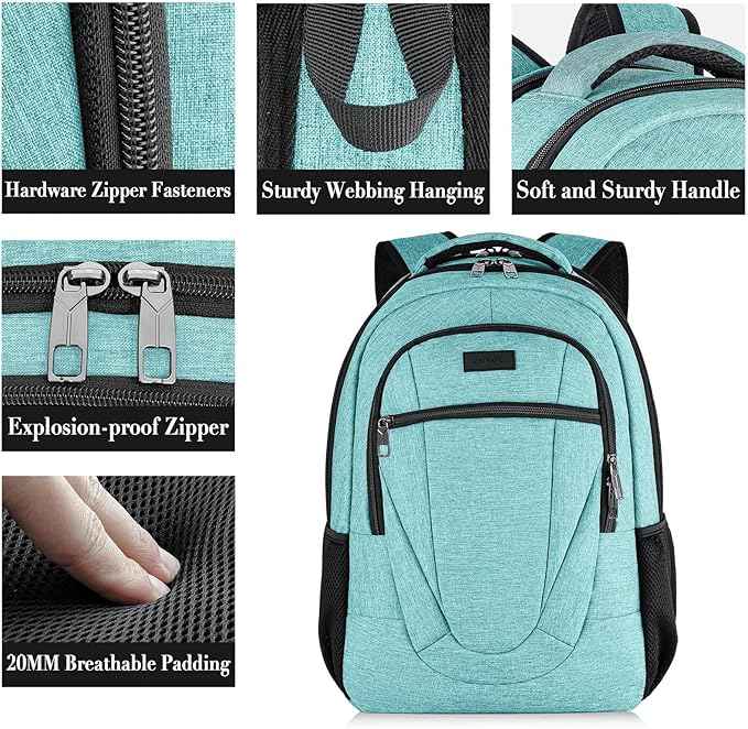 BIKROD Teal Backpack for Women and Men, Extra Large School Backpacks for Teens, Water Resistant Back Pack Fits 17 Inch Laptop, Business Anti Theft Sturdy Computer Bag Gifts