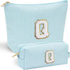 YOOLIFE Initial Makeup Bag for Women Girls - Teenager Girl Gift Ideas | Cute Make Up Bag | Personalized Gifts for Women Friends | Skin Care Bag | Mothers Day Gifts | Tween Girls Trendy Stuff Q - Roamly