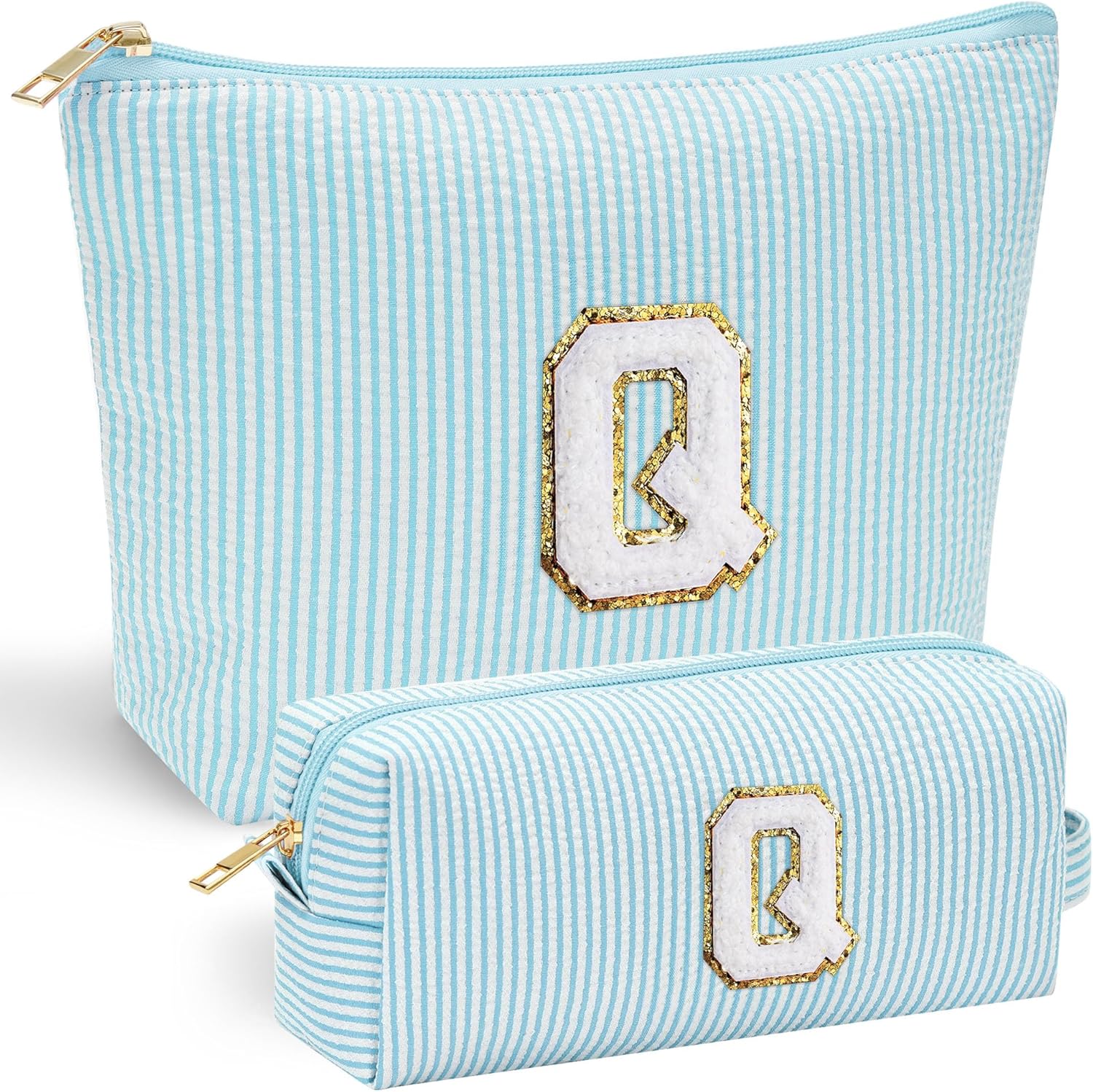 YOOLIFE Initial Makeup Bag for Women Girls - Teenager Girl Gift Ideas | Cute Make Up Bag | Personalized Gifts for Women Friends | Skin Care Bag | Mothers Day Gifts | Tween Girls Trendy Stuff Q - Roamly