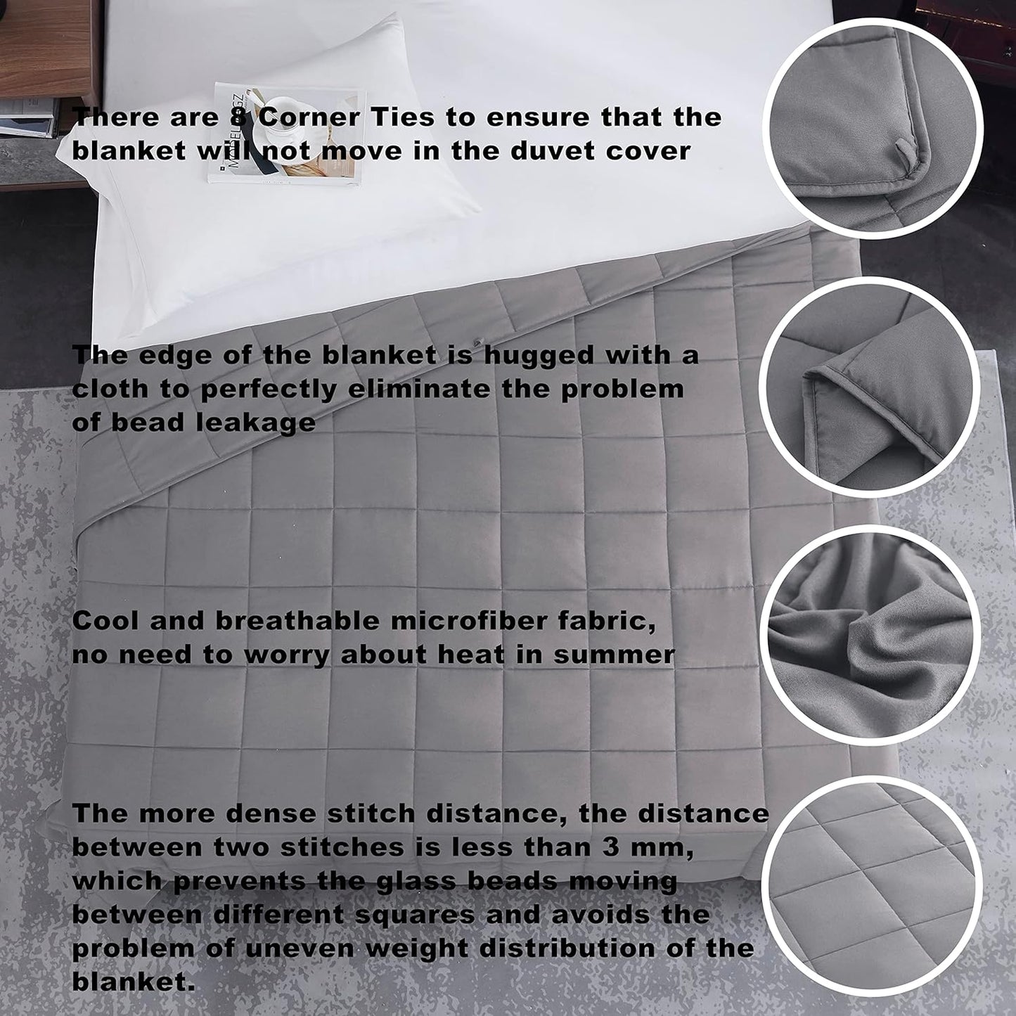 L'AGRATY Weighted Blanket - 60"x80" 25lbs Cooling Breathable Heavy Blanket Microfiber Material with Glass Beads for Adult All-Season Summer Fall Winter Soft Thick Comfort