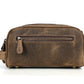 10" Premium Leather Toiletry Travel Pouch With Waterproof Lining | King-Size Handcrafted Vintage Dopp - Kit ~ Gift for Father's Day By Aaron Leather Goods (Brown) - Roamly
