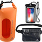 Freegrace Waterproof Dry Bags Set of 3 Dry Bag with 2 Zip Lock Seals & Detachable Shoulder Strap, Waist Pouch & Phone Case - Can Be Submerged Into Water - for Swimming (Orange(Window), 20L)
